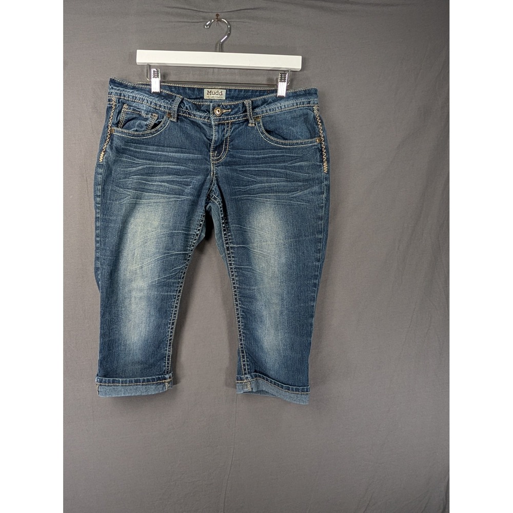 Mudd Womens Juniors Size‎ 13 Blue Denim Capris Cropped Jeans
